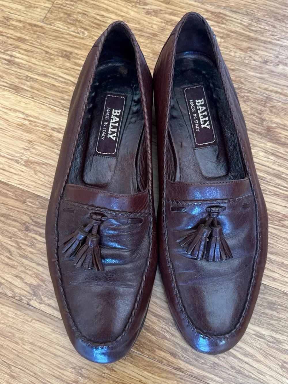 Vintage Bally made in Italy Men’s Brown Leather Tassel Loafers size 8